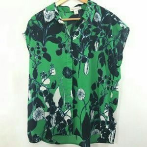 Coldwater Creek green floral blouse